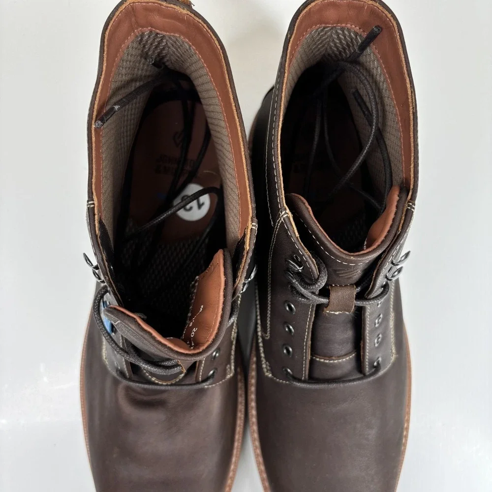 Johnston & Murphy Upton Lug Men's US‎ 13M Brown Oiled Leather Plain Toe Boots